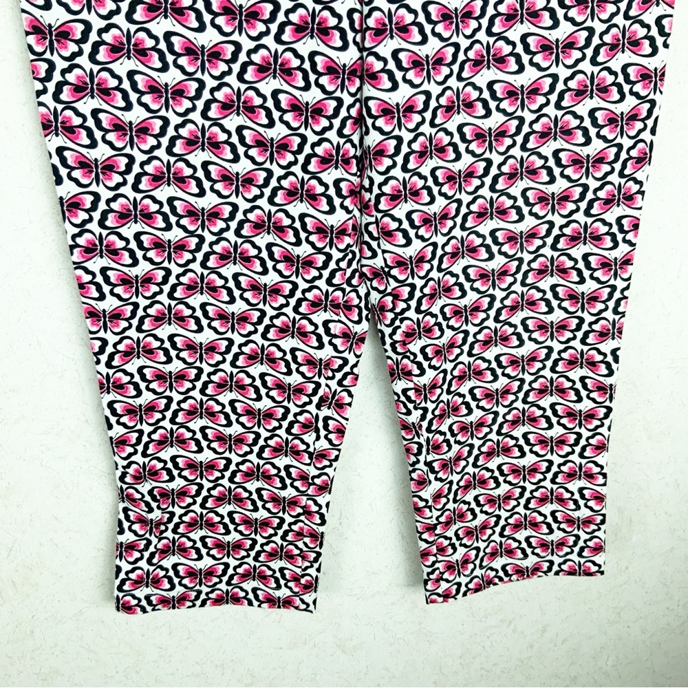Vintage Talbots Pink Butterfly Pattern Capri Pants Size 8 Whimsical Cottagecore - Picture 4 of 13
